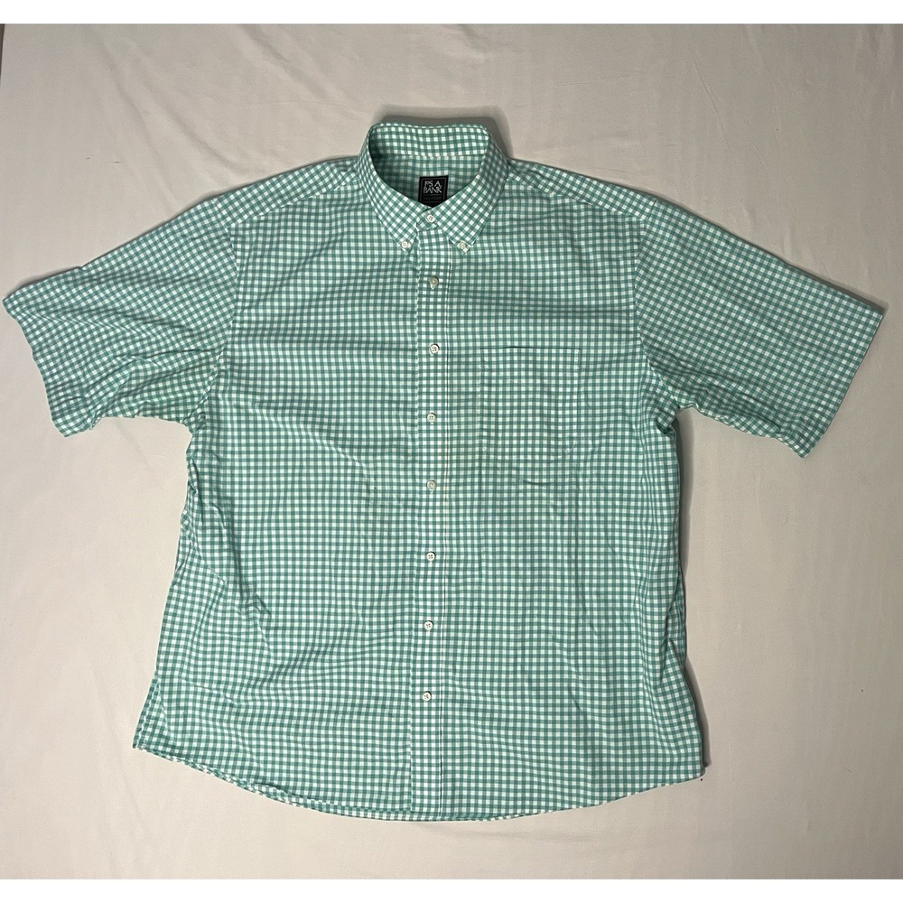 Jos A Bank Traveler Oxford Dress Shirt Men's 2XL Checks Shirt Sleeve Button Up